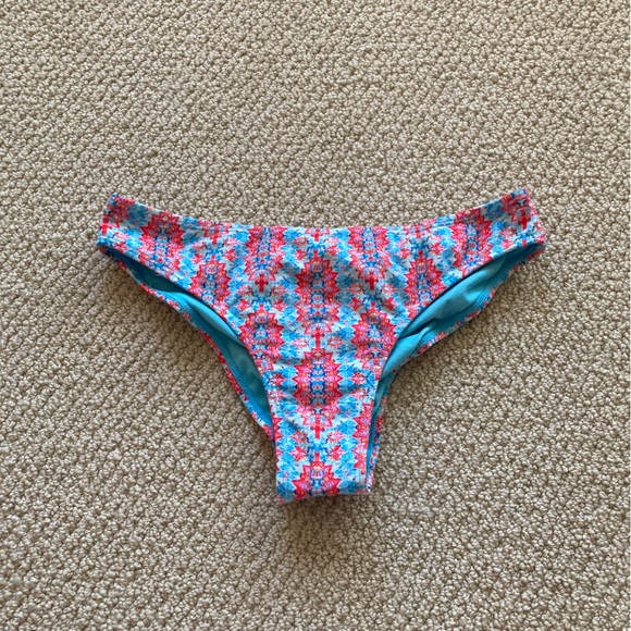 NEW Wolven Amalfi Ruched Hipster Scrunch Bikini Bottoms Cheeky Blue Size XS NWOT - Picture 1 of 5